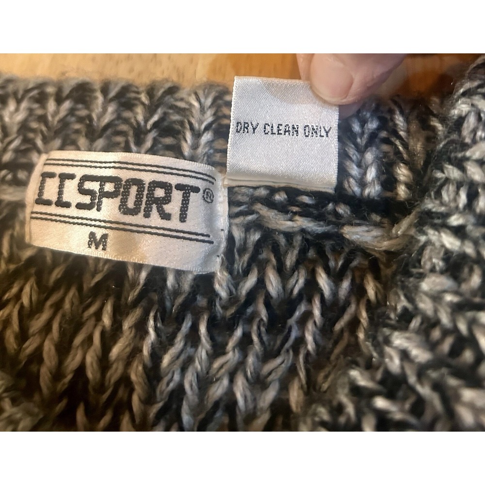 Vintage 80s CC Sport Pullover Sweater Men's M Leather Trim Streetwear Cosby - Picture 7 of 10